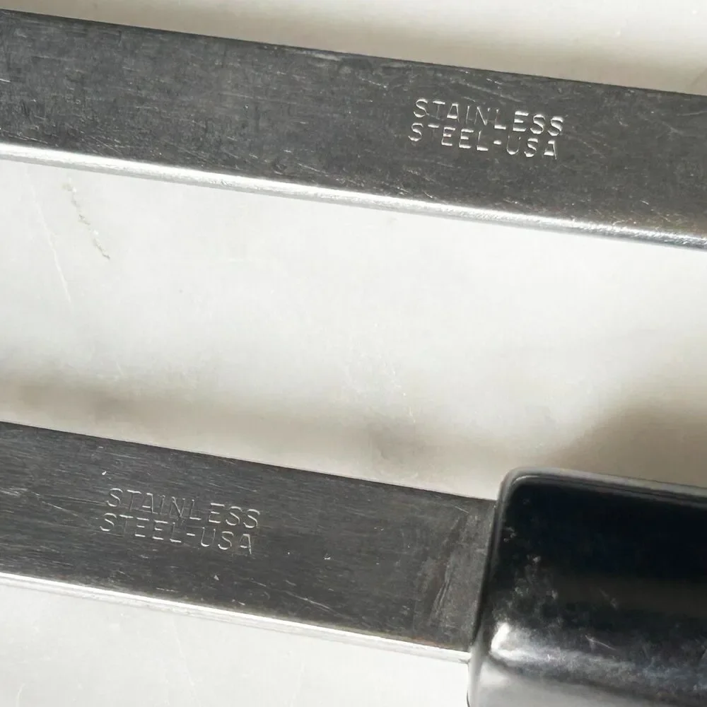 Mid Century Peach Blossom Kitchen Utensils Carving & Salad Forks Stainless Steel